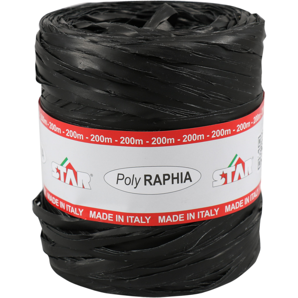 Raffia Poly 15mm x 200mtr Zwart (per rol)