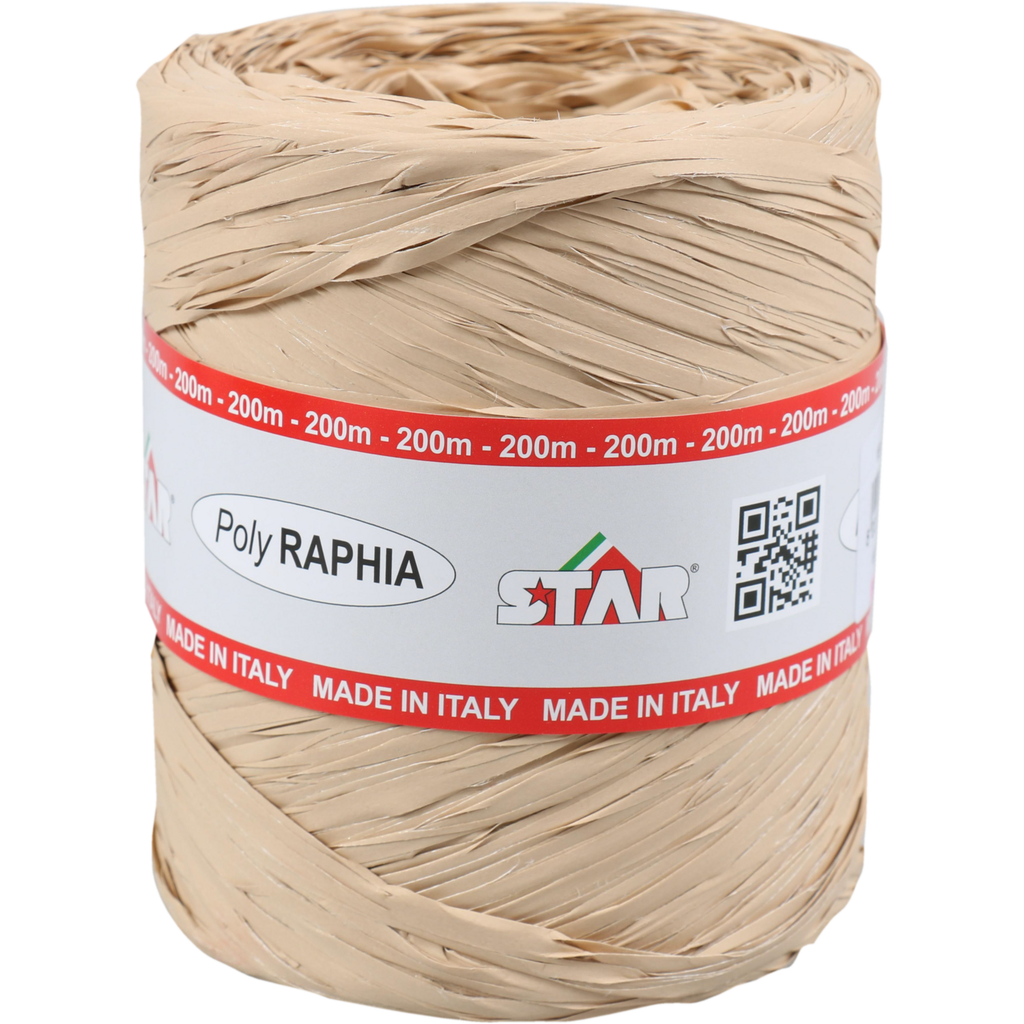 Raffia Poly 15mm x 200mtr Naturel (per rol)