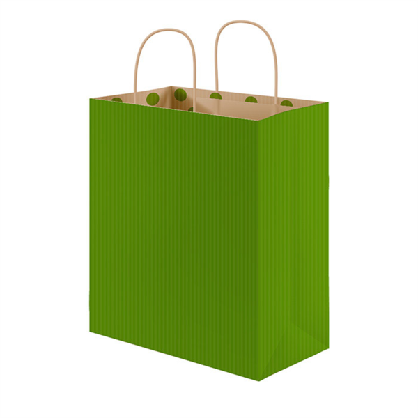 SOS Bags with Handles (Inside Polka Dots) 26+14x32cm Green Kraft (250st/doos)