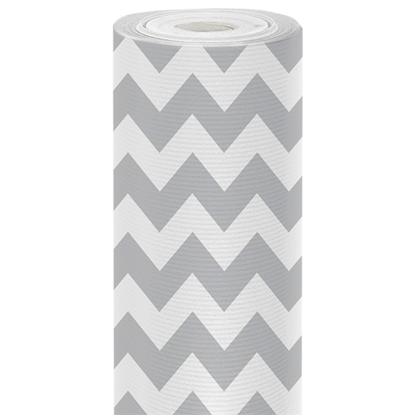 Gift Paper / Cadeau papier 50m x 70cm Silver zig zag (per rol)