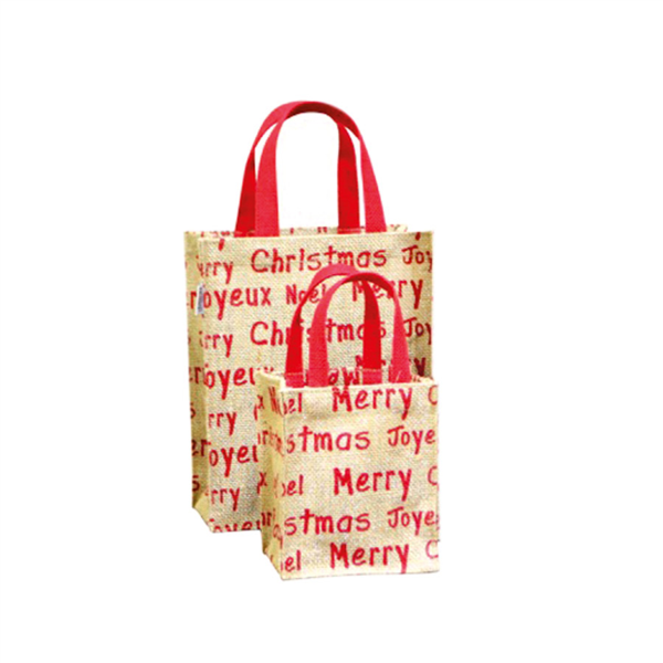 Christmas Bag Jute 20+10x25cm (Per stuk)