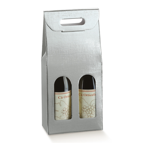 2-fles wijnkarton 18x9x38,5cm Silver Cardboard (per stuk)