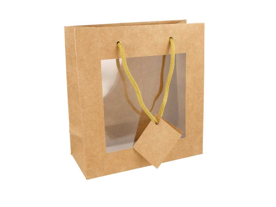 Bags with window 18+8x19cm Natural Kraft (10st/pak)