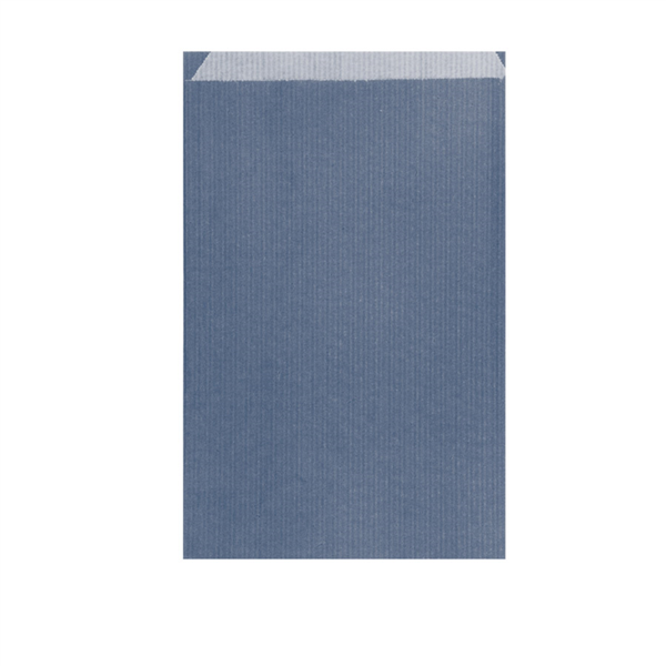 Flat bags 12+5x18cm Navy Blue Kraft Ribbed (250st/doos)