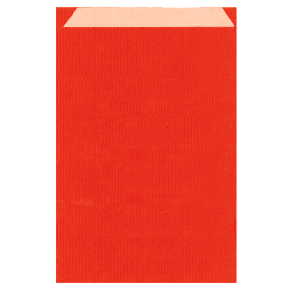 Flat Bags 19+8x35cm Red Kraft Ribbed (250st/pak)