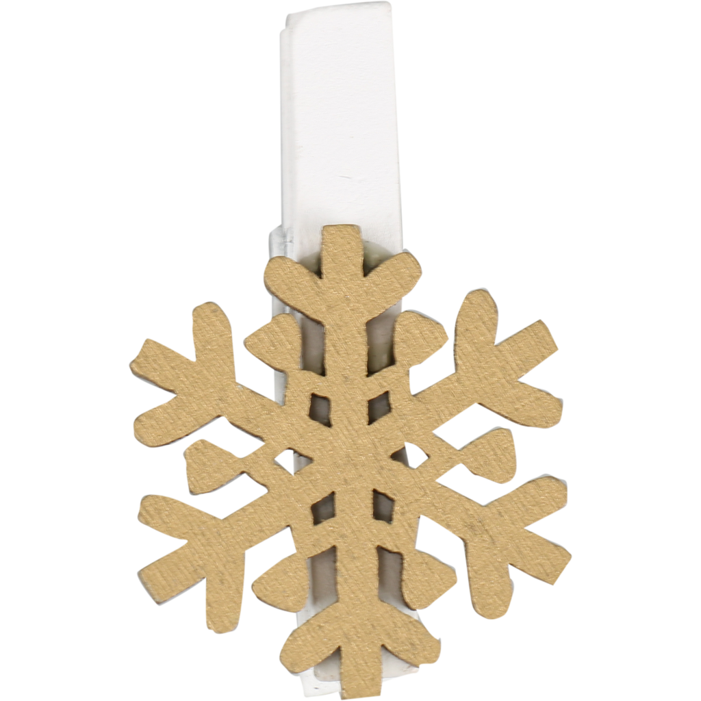 Knijper IJskristal 3x3cm Hout Goud (36st/pak)