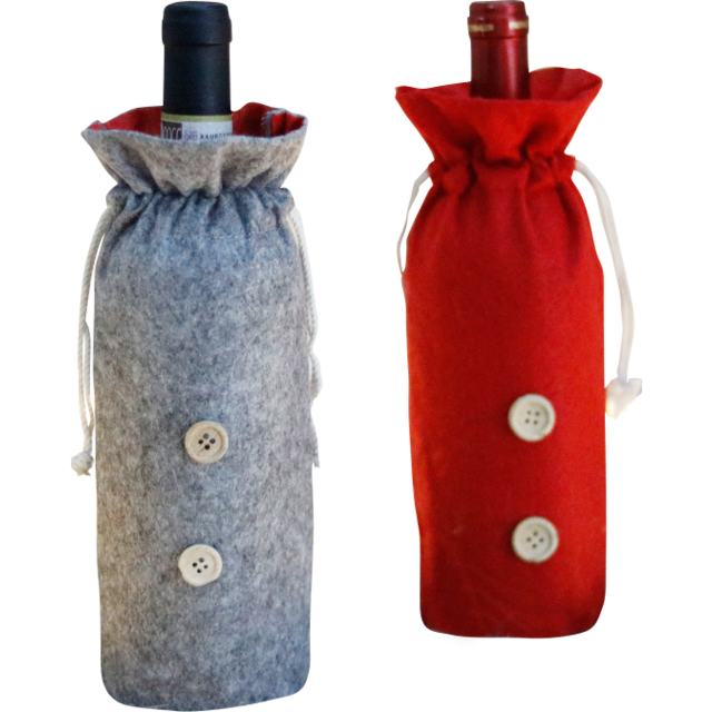 Assorti wijnfleszak + trekkoord 32x16cm (per stuk)