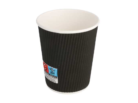 Hot Cup 8oz Coffee Ripple Black  (40x25pcs/cs) 1000st/cs