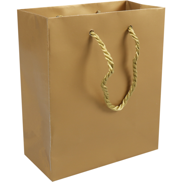 Draagtas Papier met koord 16x8x19cm Goud 100st/ds
