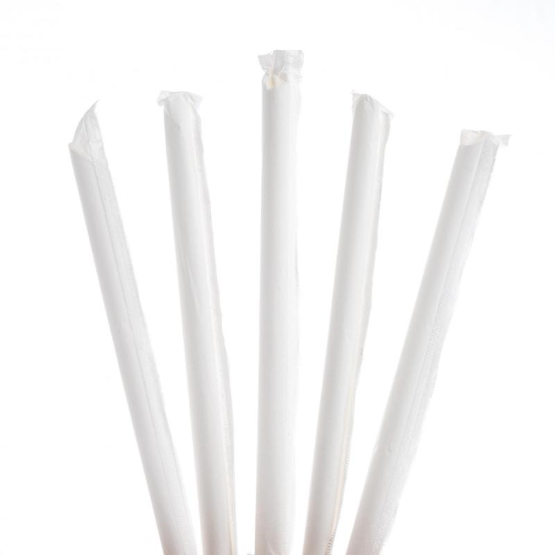 Paper straw 7.75" Large White Wrapped (3200st/doos)