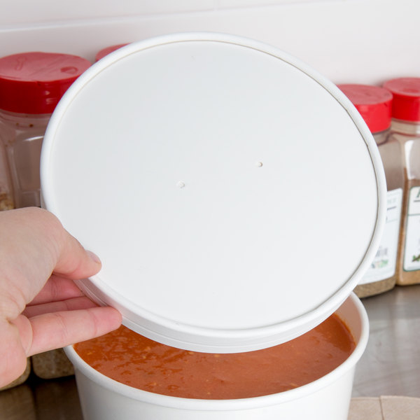 White paper Lid (non-vented) for 64oz " street side " foodcontainer (250st/doos)