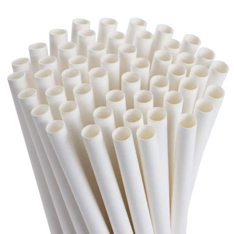 Paper Straw 7.75" WHITE unwrapped 20x250pcs (5000pcs)/ case