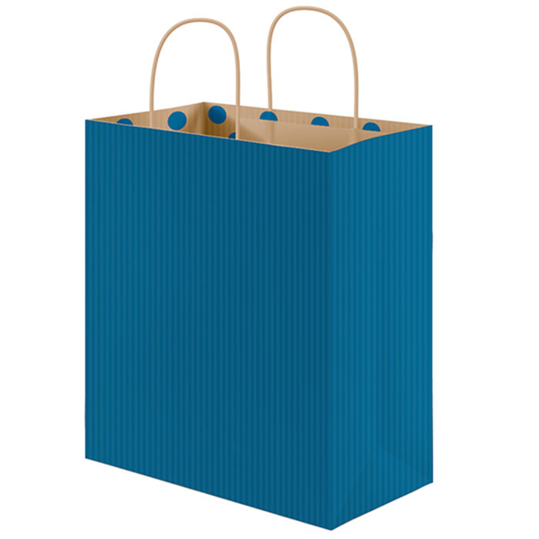SOS Bags with handles Blue Kraft inside Polka Dots 32+16x31cm (250st/pak)