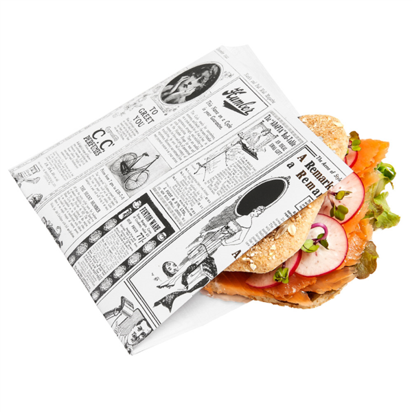 2-sides Open Greaseproof Paper Fast Food "Times" 17x18cm White Greaseproof (500st/pak)