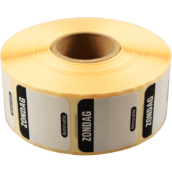 FoodSecure Daglabel ZON 25x25mm Zwart (per rol)