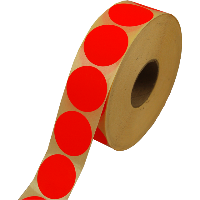 Etiket Rond Fluor Rood 35mm Permanent (2000st/rol)