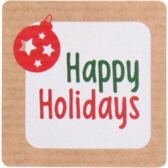 Lovly Etiket Happy Holiday 40x40mm Bruin (500st/rol)
