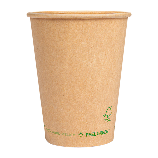 Single wall paper cups 360ml Plastic free Natural cardboard (50st/sleeve)