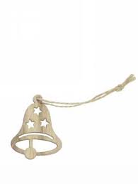 Houten Hanger aan Koord "Kerstbellen" (24st/pak)