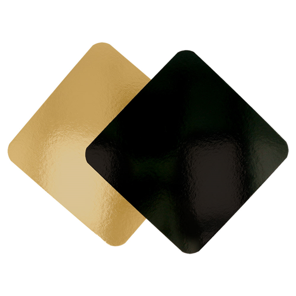 Two sides cardboard for patisserie 24x24cm Gold/Black (50st/pak)