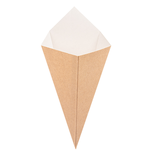 fries Cones with flaps / karton puntzak The Pack Natural Kraft 15,7x26,8cm (200st/pak)