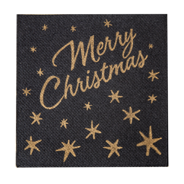 Double Point Napkins Ecolabel "Merry Christmas" 20x20cm Black Tissue 100pcs/pk