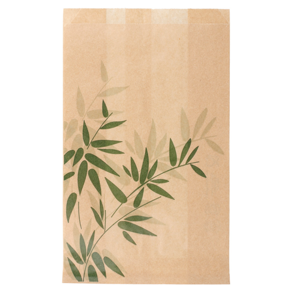 Hamburger Bags Feel Green 14+7x22cm Natural Greaseproof Parch (500st/pak)