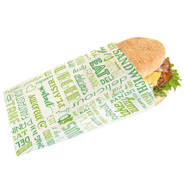 Hamburger Bags Parole Green 12+7x18cm Greaseproof Parch (500st/pak)