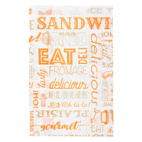 Hamburger Bags Parole Orange 12+7x18cm Greaseproof Parch (500st/pak)