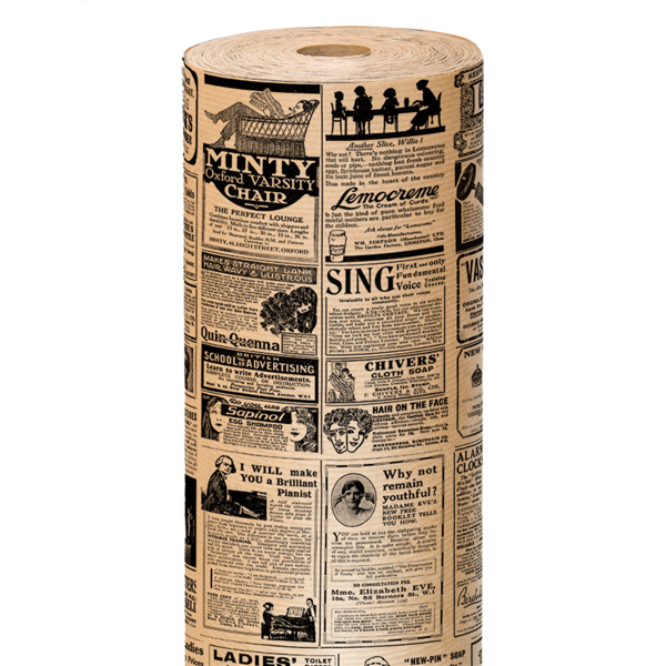 Gift Paper 'Times' 70cm x 100mtr Kraft Ribbed (per rol)