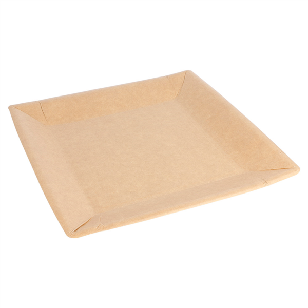 Lacquered Square Plates Natural Cardboard 23x23cm (50st/pak)