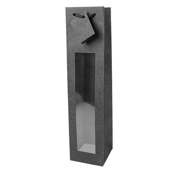 Wine Bags with Window 9,2+8,8x38cm Black Kraft (per stuk)