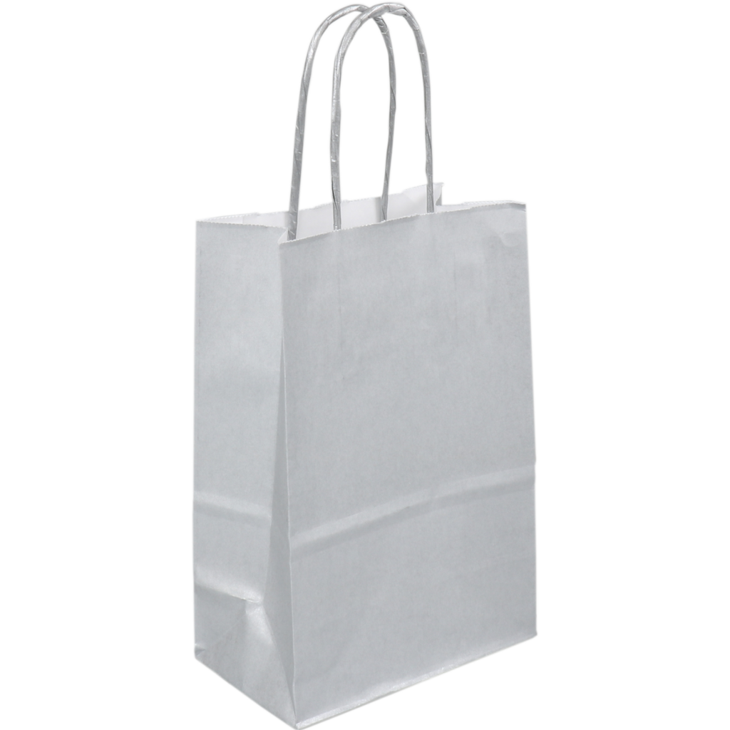 Papieren draagtas 14+8x21cm Zilver (50st/pak)