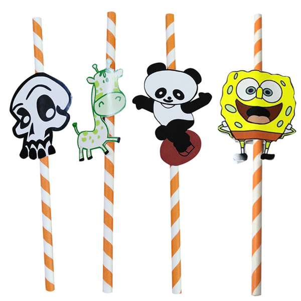 Paper straws "Panda & Cia" 0,60 x 24 cm Assorted (100st/pak)