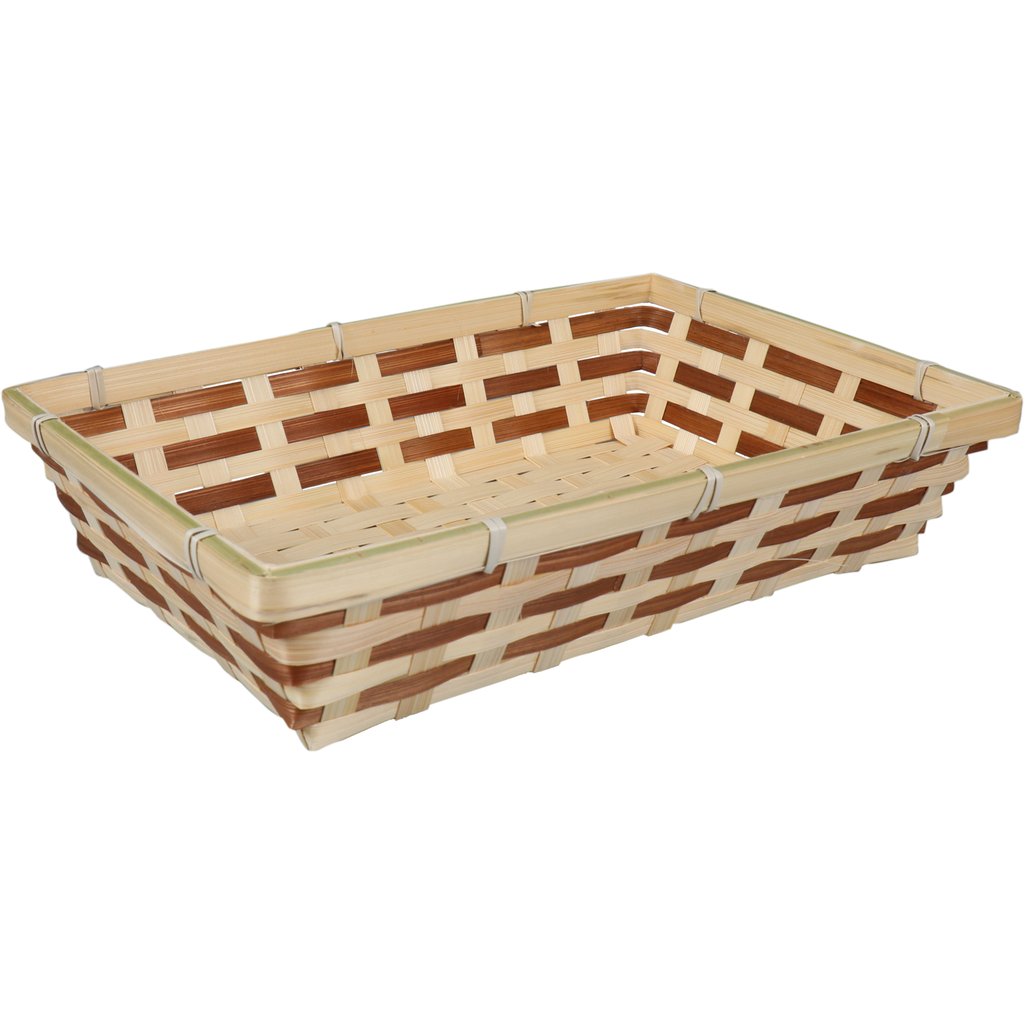 Mand rechthoekig 34x24x8cm Naturel/Bruin Bamboe (per stuk)