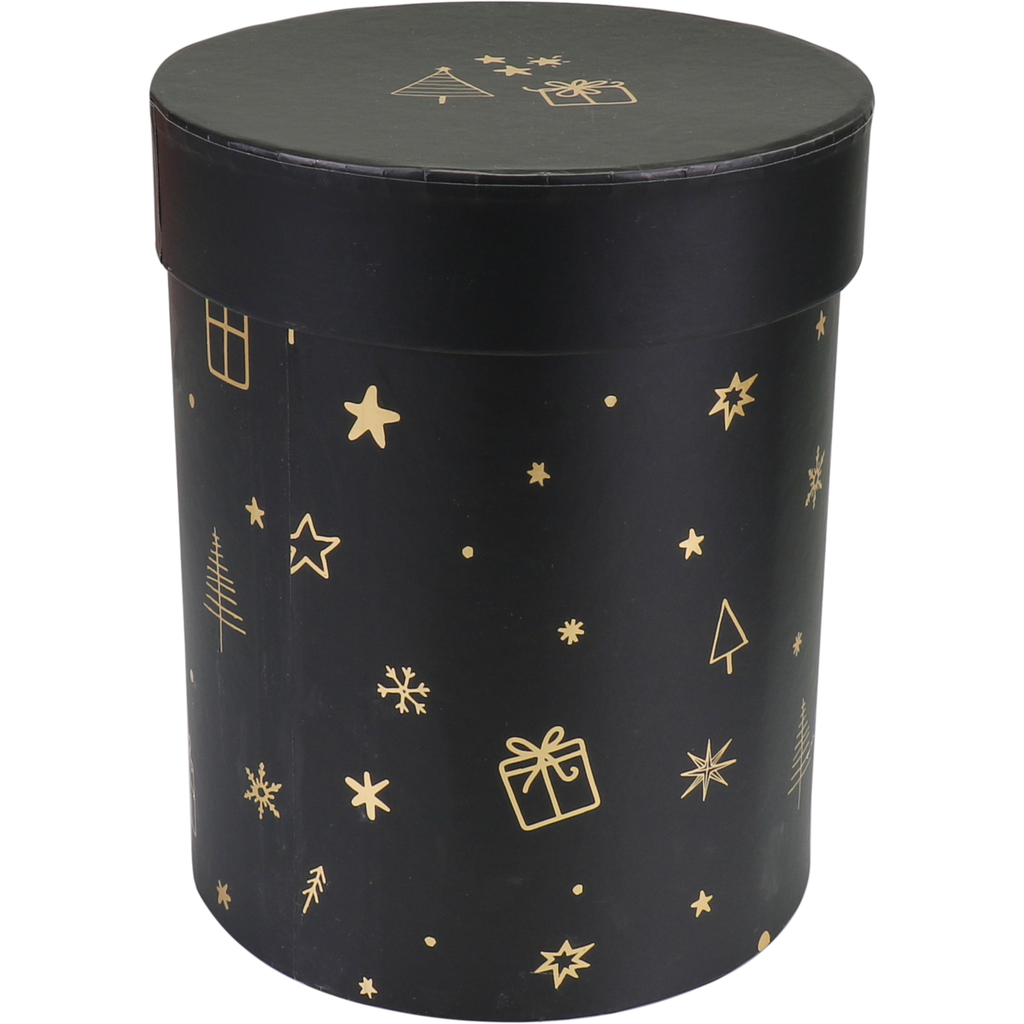 Geschenkdoos Christmas Karton 13x17cm Zwart/Goud (per stuk)