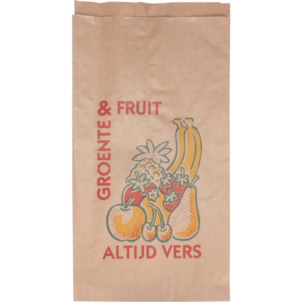 Papieren Fruitzak "Altijd Vers" (Kraft) 2 pond (10kg/pak - ca. 1200st/pak)