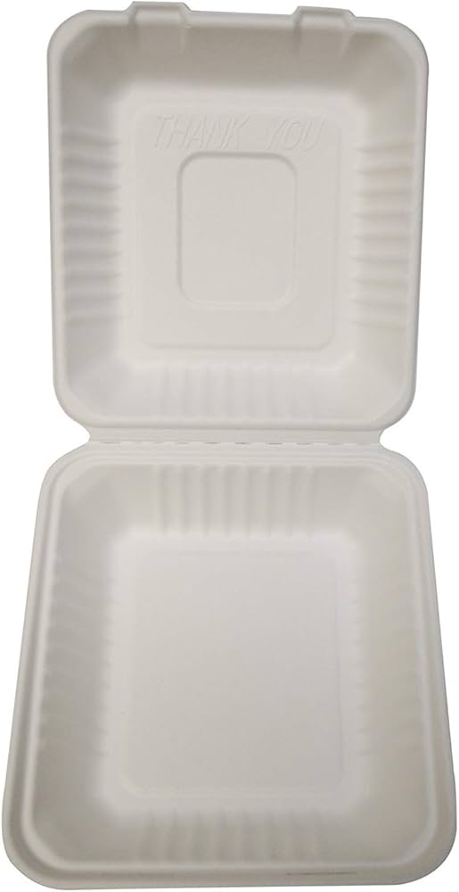 Dart Molded fiber/Bagasse medium Tray 1-comp clam 8x8x3" (50st/pak)