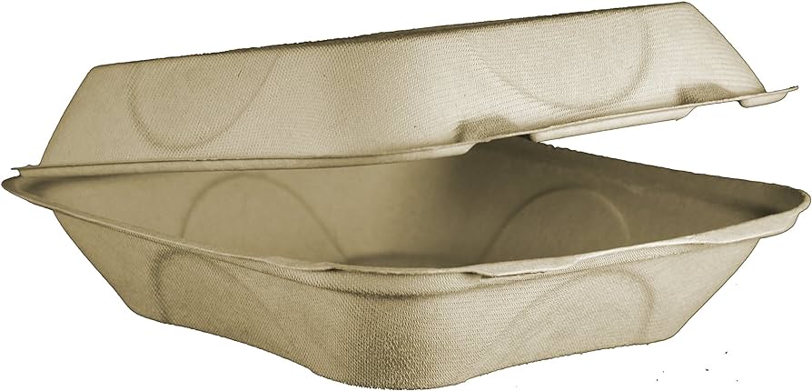 Molded fiber medium Tray 1-comp clam 8x8x3" (50st/pak)