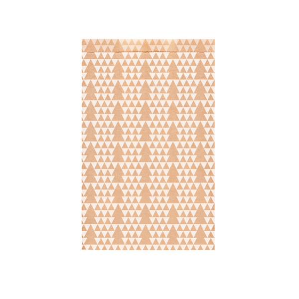 Flat Bags Christmas Trees 12+5x18cm Kraft Ribbed (250st/doos)