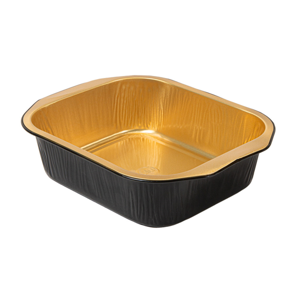 Containers Black/Gold Aluminium 15,7x12,4x4cm (50st/pak) - Lid is: 267.88