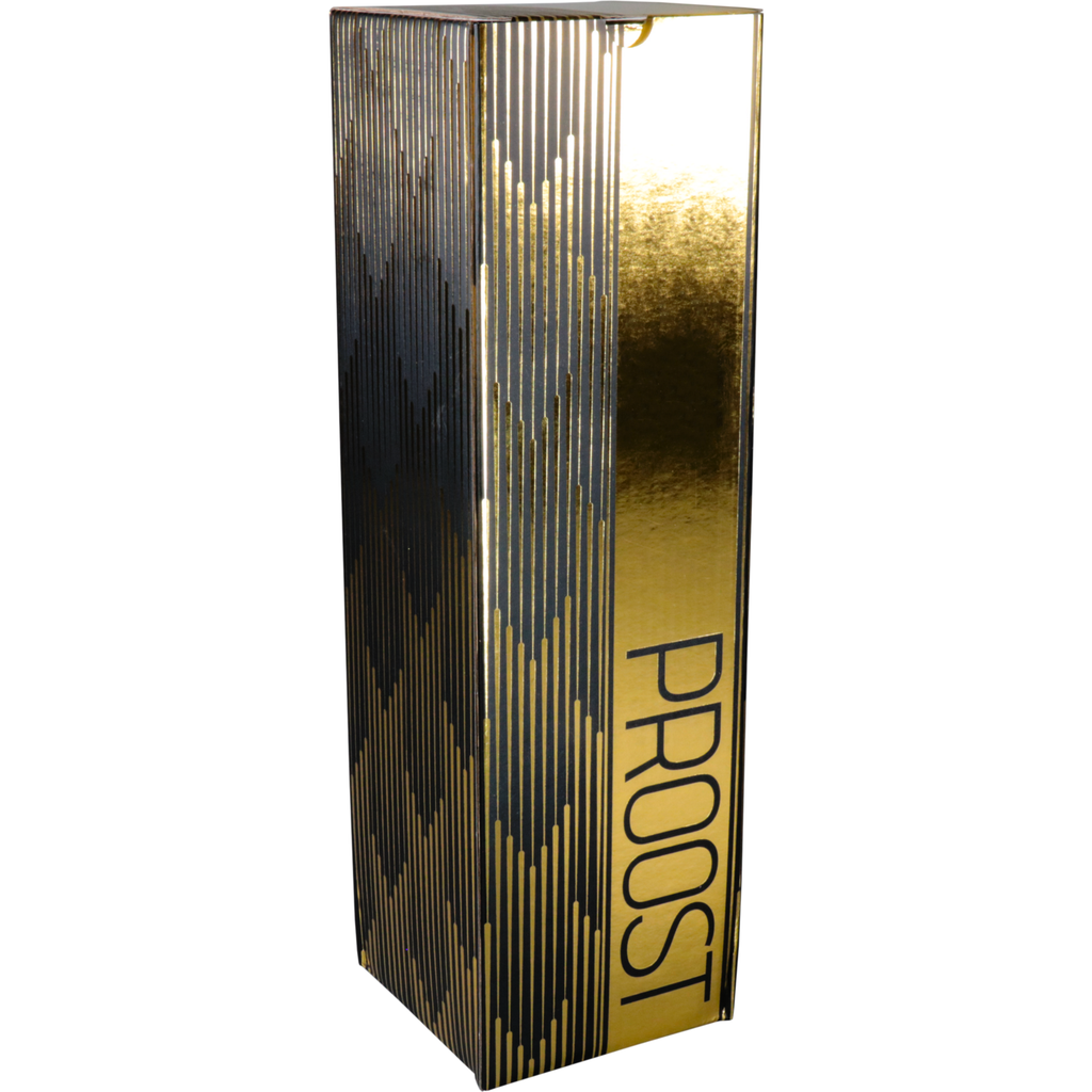 1-flesdoos Karton "Proost" 95x95x330mm Zwart/Goud (per stuk)
