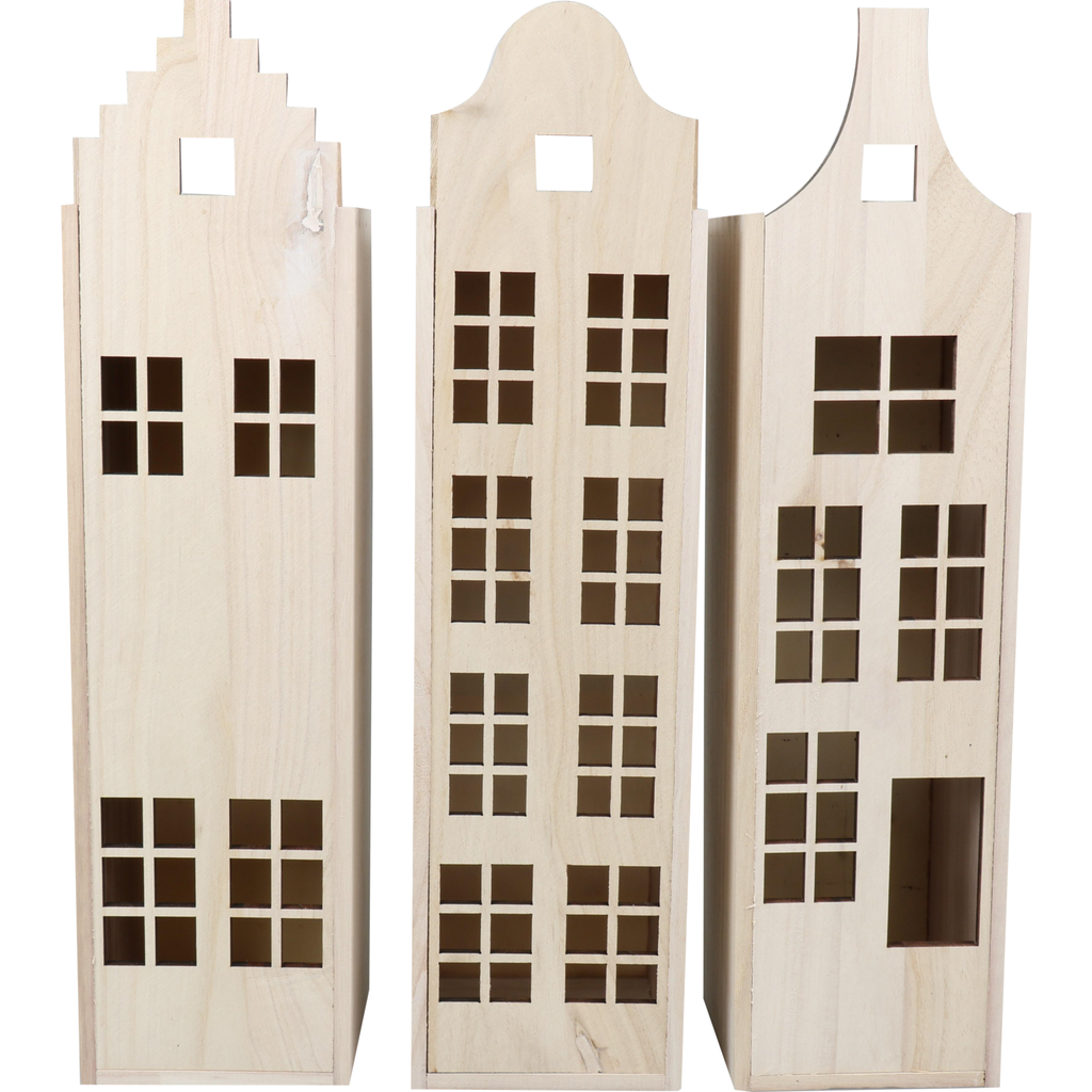 1-fles wijnkist grachtenpad 330x95x95mm Assorti (per stuk)