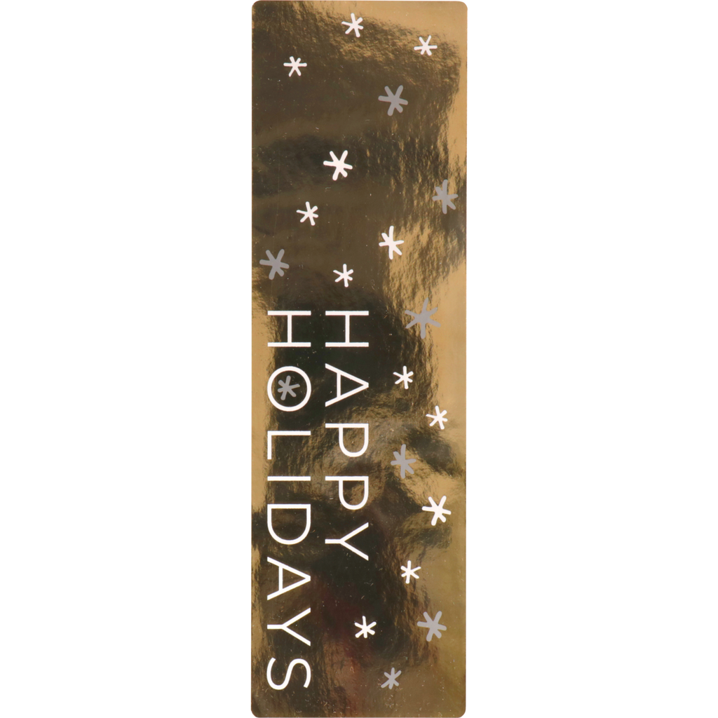 Sluitstickers Happy Holidays 200x60mm Goud/Wit (100st/rol)