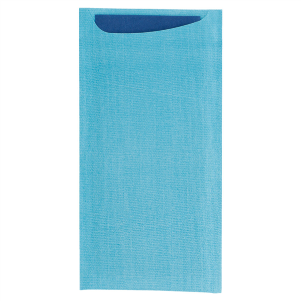 Cutlery Sachets + Airlaid Blue Napkin 33x40cm Turquoise (25st/pak)