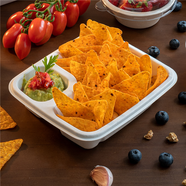 Nacho Tray "Bionic" 19x26,5x3,8cm White Bagasse (50st/pak)