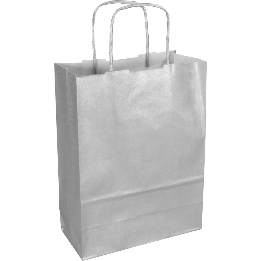 Papieren draagtas Zilver 18/8x22cm (50st/pak)