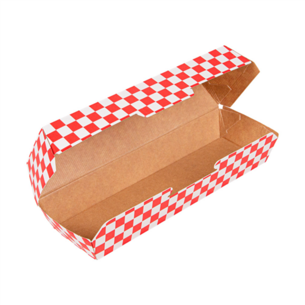 Hot Dog boxes "Fitipaldi" 23,2x9x6,3cm Red/Natural Cardboard (50st/pak)