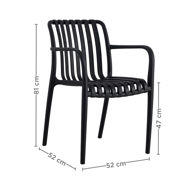 Stackable Chair "Supra-Tek" 52x52x81cm Black PP (per stuk)
