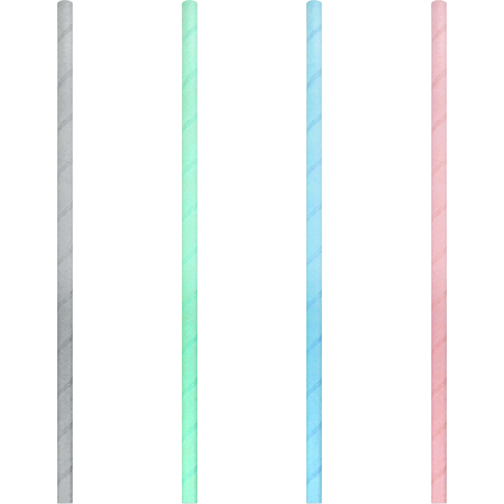 Papieren rietje / paper straw 6mm x 200mm Pastel (500st/zak)